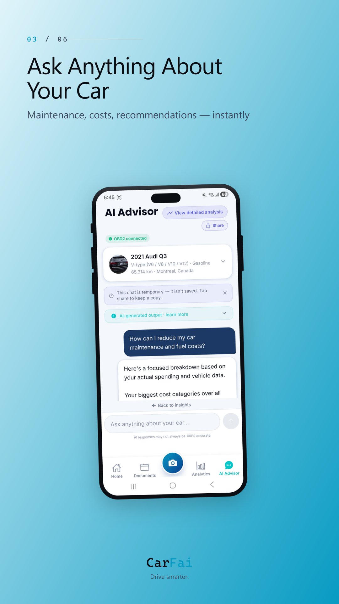 Conseiller — Posez n'importe quelle question à votre voiture