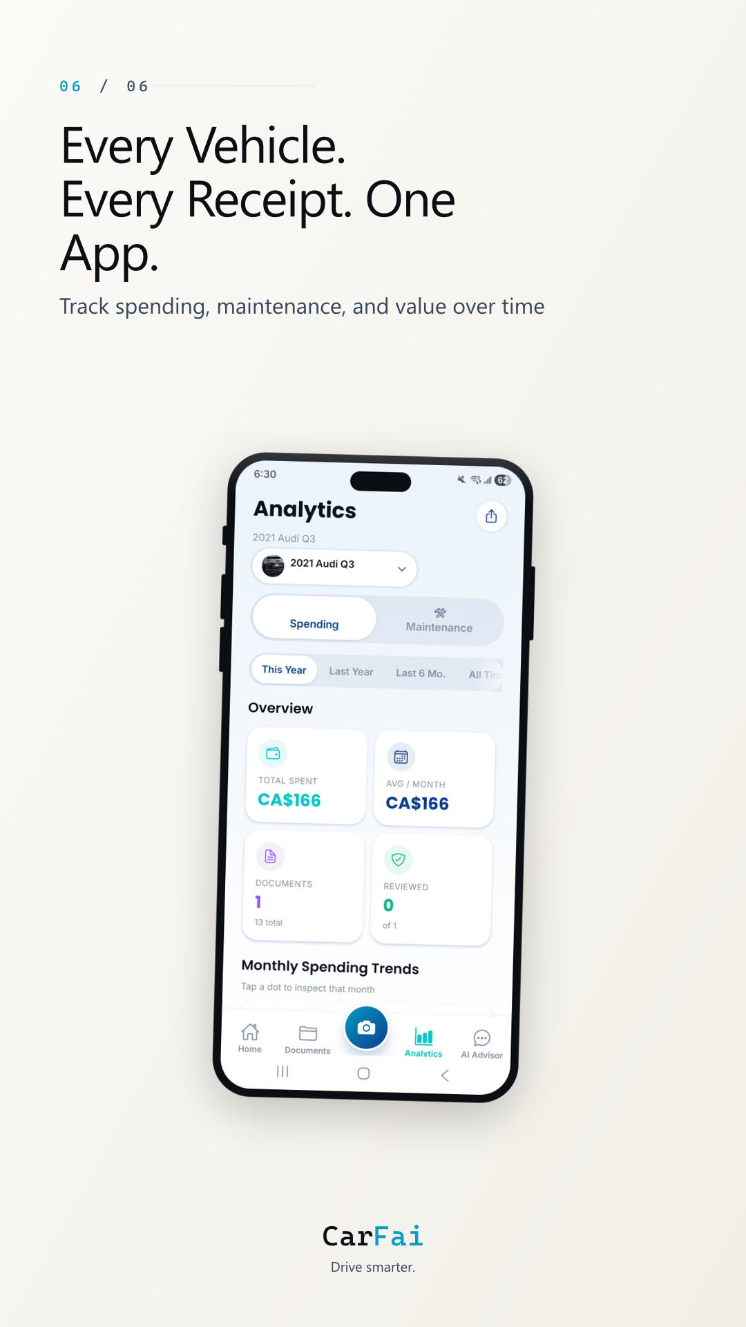 Dépenses — Chaque véhicule. Chaque reçu. Une seule application.